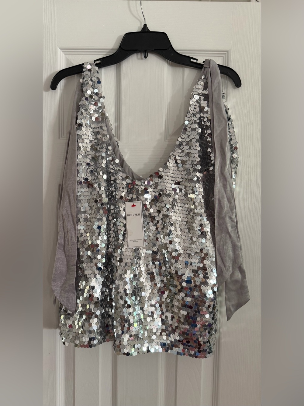 Red Dress NWT Silver Sequin Tank Top
